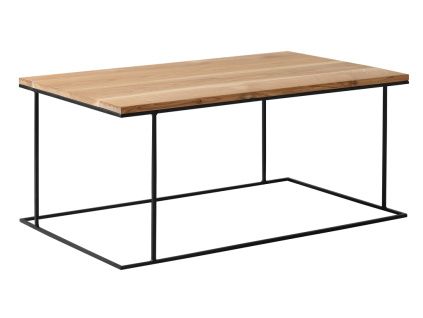 Přírodní masivní konferenční stolek Valter s černou podnoží 100x60 cm