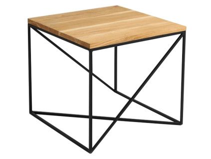Přírodní konferenční stolek Mountain 50 cm s černou podnoží