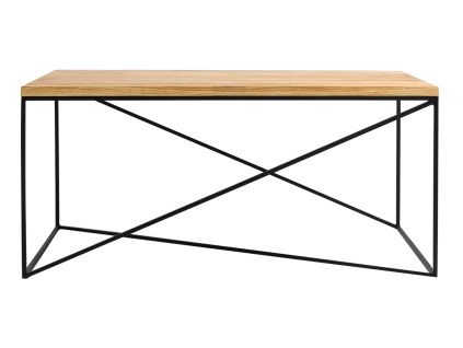Přírodní masivní konferenční stolek Mountain s černou podnoží 100x60 cm