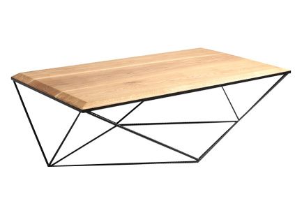 Přírodní konferenční stolek Deryl 140x80 cm s černou podnoží