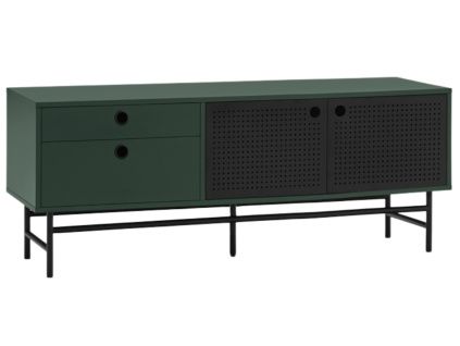 Tmavě zelený lakovaný TV stolek Teulat Punto 140 x 40 cm