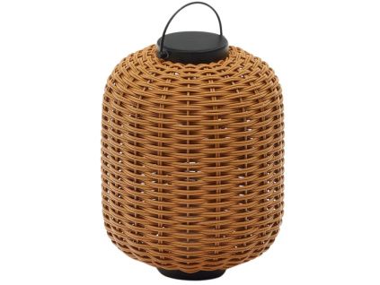 Hnědá zahradní LED lampa z umělého ratanu Kave Home Saranella 37 cm