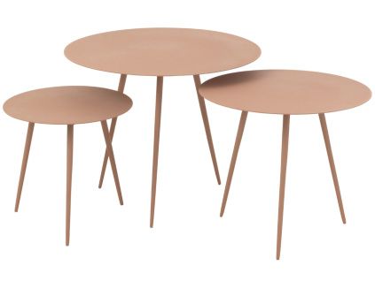 Set tří růžových kovových odkládacích stolků J-line Rito 56/46/36 cm