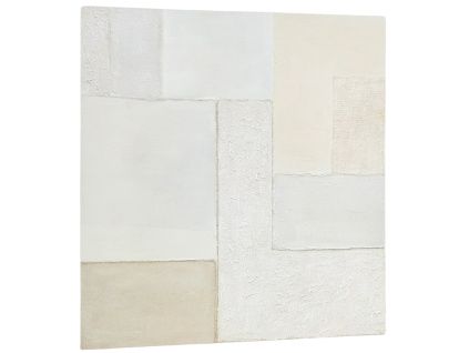 Bílý abstraktní obraz Kave Home Pineda 100 x 100 cm