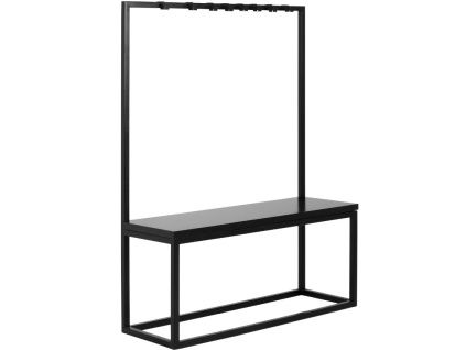 Černý věšák s lavicí Nek 120 cm