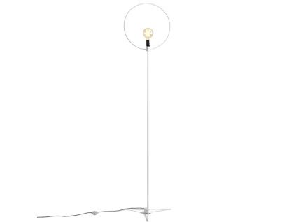 Bílá kovová stojací lampa Wheel