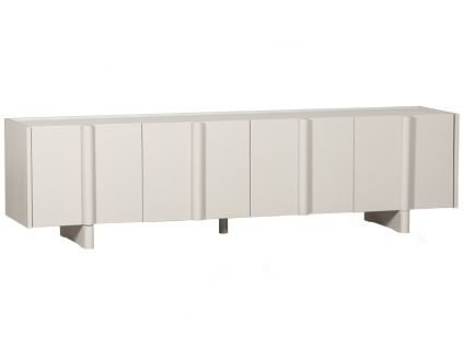 Šedobéžový dřevěný TV stolek Basu 200 x 46 cm