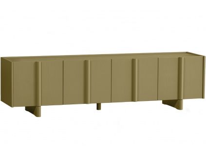 Zelený dřevěný TV stolek Basu 200 x 46 cm