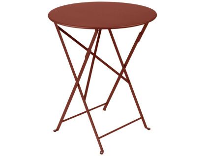Zemitě červený kovový skládací stůl Fermob Bistro Ø 60 cm