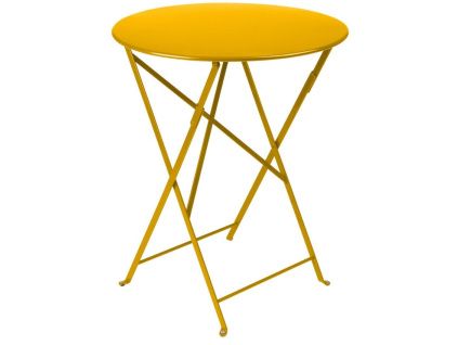 Žlutý kovový skládací stůl Fermob Bistro Ø 60 cm