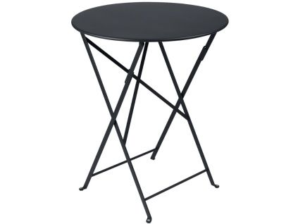 Antracitový kovový skládací stůl Fermob Bistro Ø 60 cm