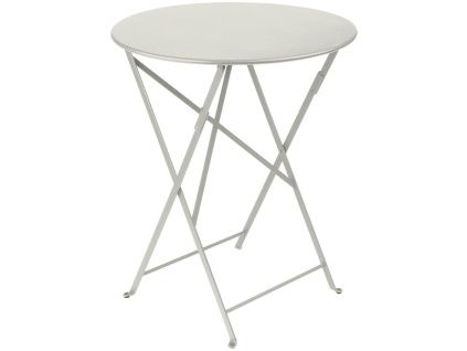 Světle šedý kovový skládací stůl Fermob Bistro Ø 60 cm