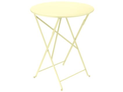Citronově žlutý kovový skládací stůl Fermob Bistro Ø 60 cm