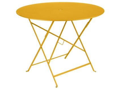 Žlutý kovový skládací stůl Fermob Bistro Ø 96 cm