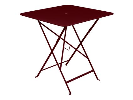 Třešňově červený kovový skládací stůl Fermob Bistro 71 x 71 cm