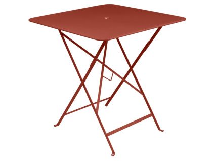 Zemitě červený kovový skládací stůl Fermob Bistro 71 x 71 cm