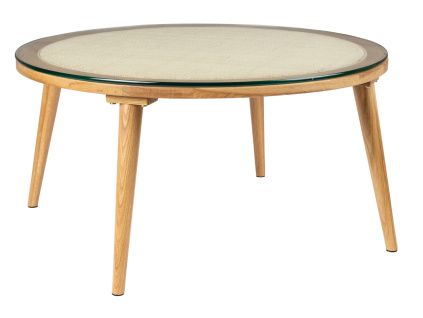 Dubový konferenční stolek WLL HARU 70 cm se skleněnou deskou