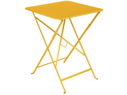 Žlutý kovový skládací stůl Fermob Bistro 57 x 57 cm