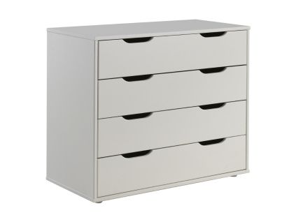 Bílá lakovaná komoda Vipack Pino 85,5 x 43,3 cm se čtyřmi zásuvkami