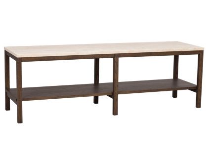 Béžový kamenný konferenční stolek ROWICO ORWEL 140 x 60 cm