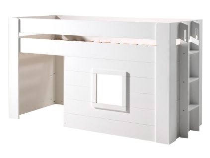 Bílá lakovaná patrová postel Vipack Noah 90 x 200 cm