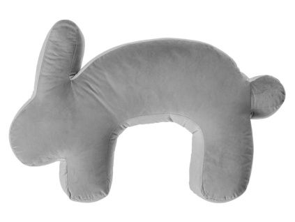 Šedý sametový kojicí polštář Velvet Bunny 79 cm