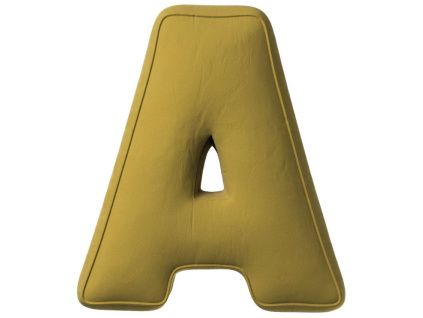 Olivově zelený sametový polštář písmeno A 40 cm