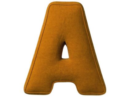 Cihlově oranžový sametový polštář písmeno A 40 cm
