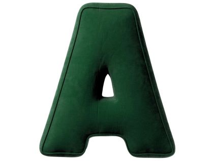 Tmavě zelený sametový polštář písmeno A 40 cm