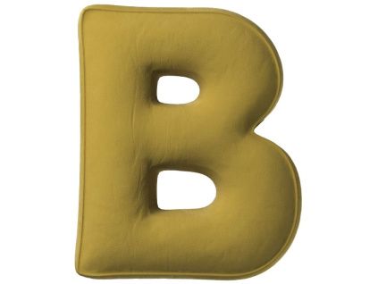 Olivově zelený sametový polštář písmeno B 40 cm