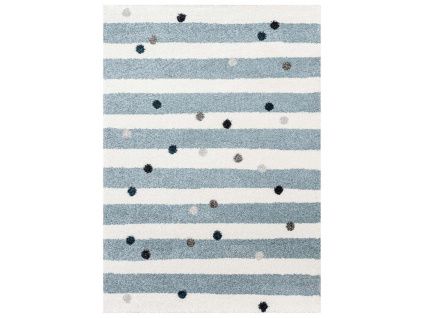 Modro-bílý pruhovaný dětský koberec Stripes and Dots 160 x 230 cm