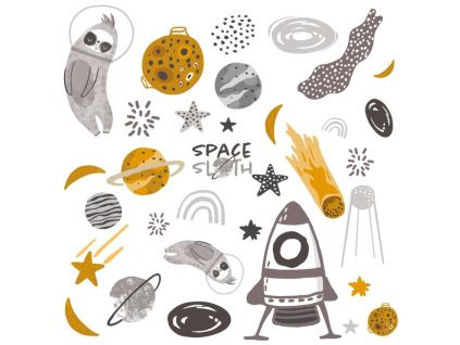 Sada samolepek na zeď Space Sloth 100 x 100 cm