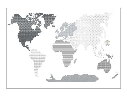 Černá samolepka na zeď World Map 88 x 155 cm