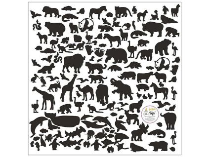 Černé samolepky na zeď World Animals 60 x 60 cm