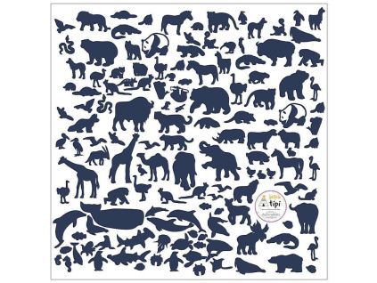 Modré samolepky na zeď World Animals 60 x 60 cm