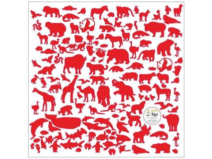Červené samolepky na zeď World Animals 60 x 60 cm