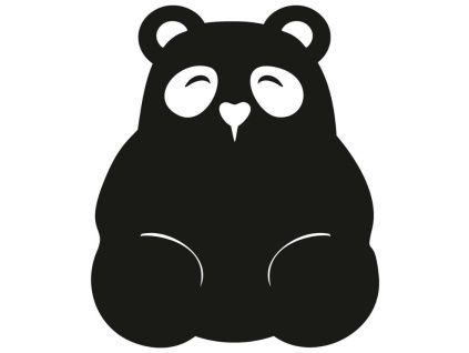 Černá samolepka na zeď tabule Panda 95 x 80 cm