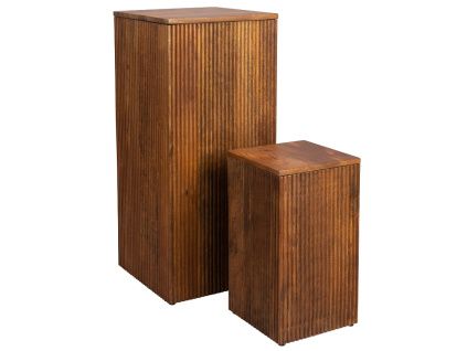 Set dvou hnědých dřevěných květináčů DUTCHBONE RIBBLE