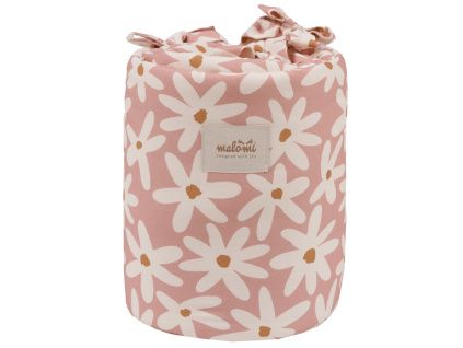 Růžový bavlněný mantinel do postýlky Blush Daisies 180 cm