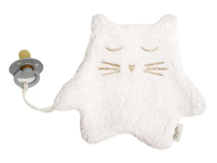 Bílý plyšový muchláček s poutkem na dudlík Kitten