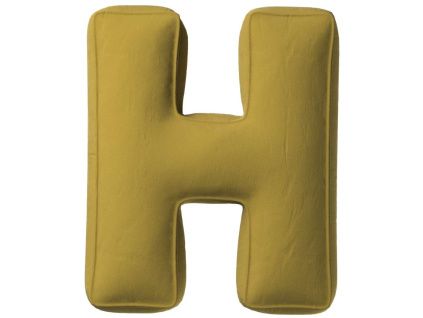 Olivově zelený sametový polštář písmeno H 40 cm