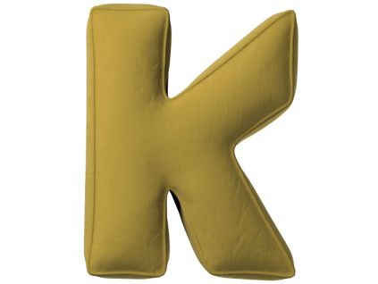 Olivově zelený sametový polštář písmeno K 40 cm