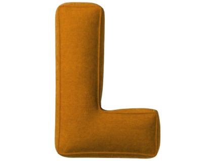 Cihlově oranžový sametový polštář písmeno L 40 cm