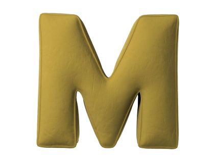 Olivově zelený sametový polštář písmeno M 40 cm