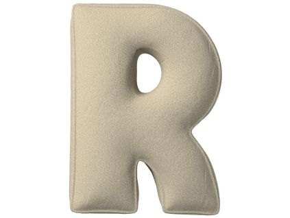 Béžový bouclé polštář písmeno R 40 cm