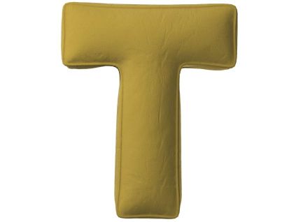 Olivově zelený sametový polštář písmeno T 40 cm