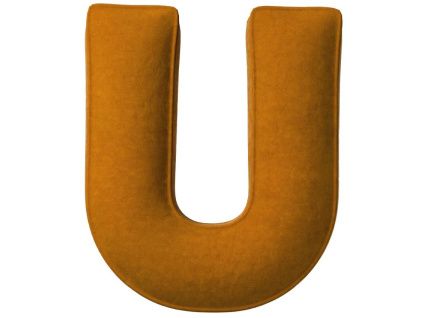 Cihlově oranžový sametový polštář písmeno U 40 cm