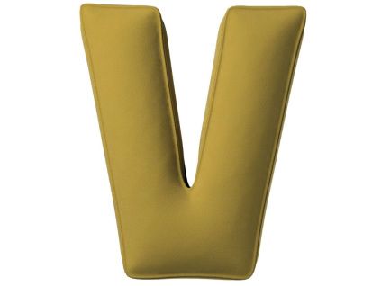 Olivově zelený sametový polštář písmeno V 40 cm