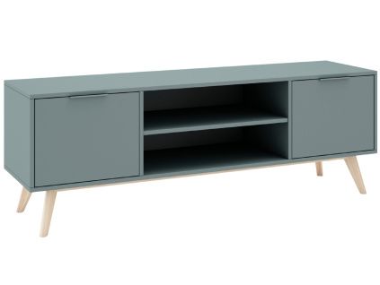 Zelený lakovaný TV stolek Marckeric Pisco 140 x 40 cm