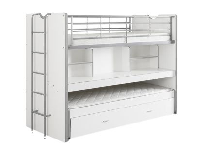 Bílá dvoupatrová postel se stolkem Vipack Bonny 90 x 200 cm
